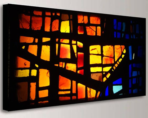 Abstract mid century modern art M011 "India" - print on one canvas 50x100x4cm