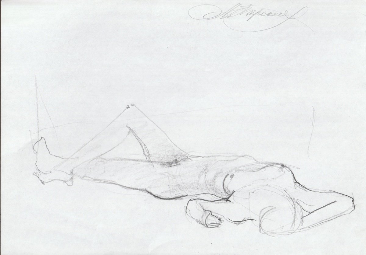 Portrait Pencil Drawing By Anastasia Terskih, 12 X 8, Eros, Original Artwork