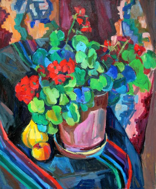 Summer floral composition 2 / 60 x 50 x 2 cm by Maja Đokić Mihajlović