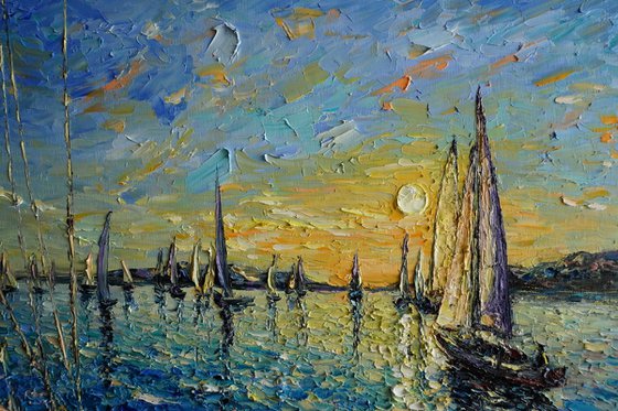 Sunset Sailing Boats