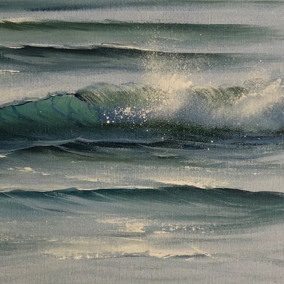 Deliverance, ocean wave oil painting by Eva Volf