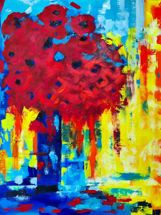 Crimson Bouquet in Blue