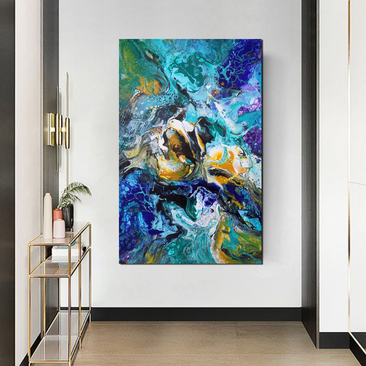 Abstract Acrylic Painting By Areti Ampi, 24 X 35, Illusion, Original Artwork