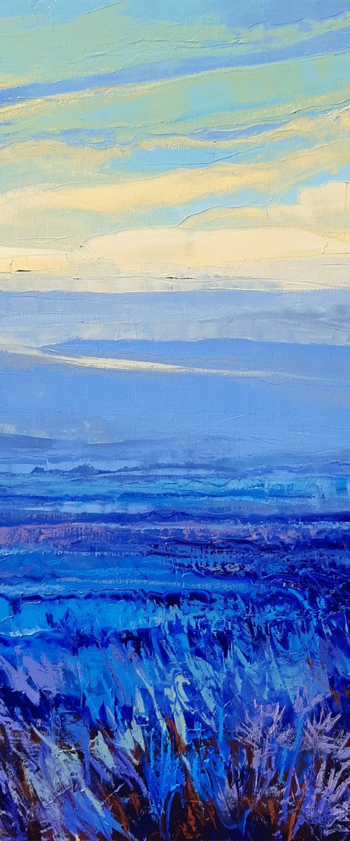 Blue Field at Sunrise 90x90cm by Tigran Mamikonyan