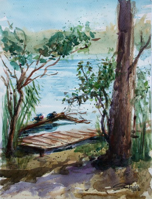 By the Lake... /  ORIGINAL PAINTING by Salana Art Gallery