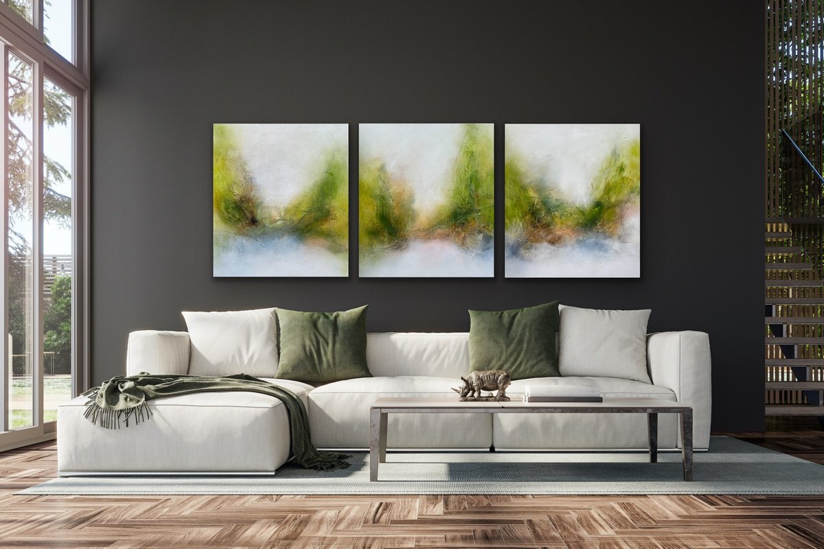 Organic Abstract Acrylic Painting By Kirsten Schankweiler, 83 X 31", Nature - My Happy Place No. 1, Original Artwork