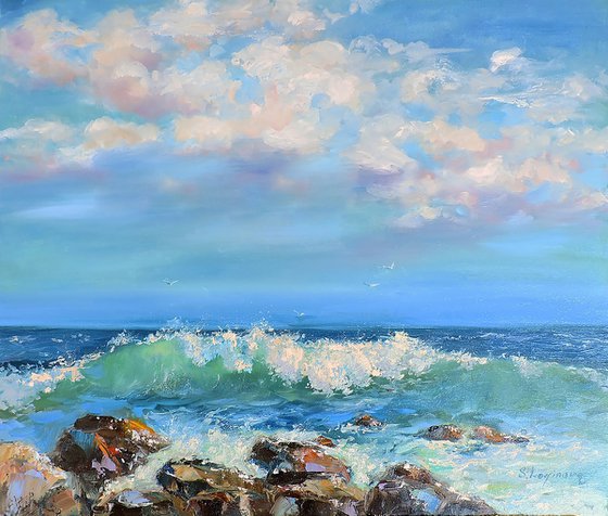 Sea oil painting, Seascape canvas art