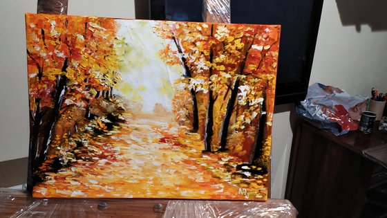 Autumn, original landscape oil painting, gift idea, bedroom painting