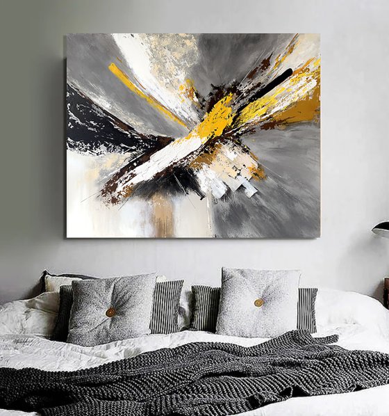 Abstract bright universe. Cosmic Grey Yellow