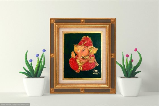 Baby Ganesha with a red turban