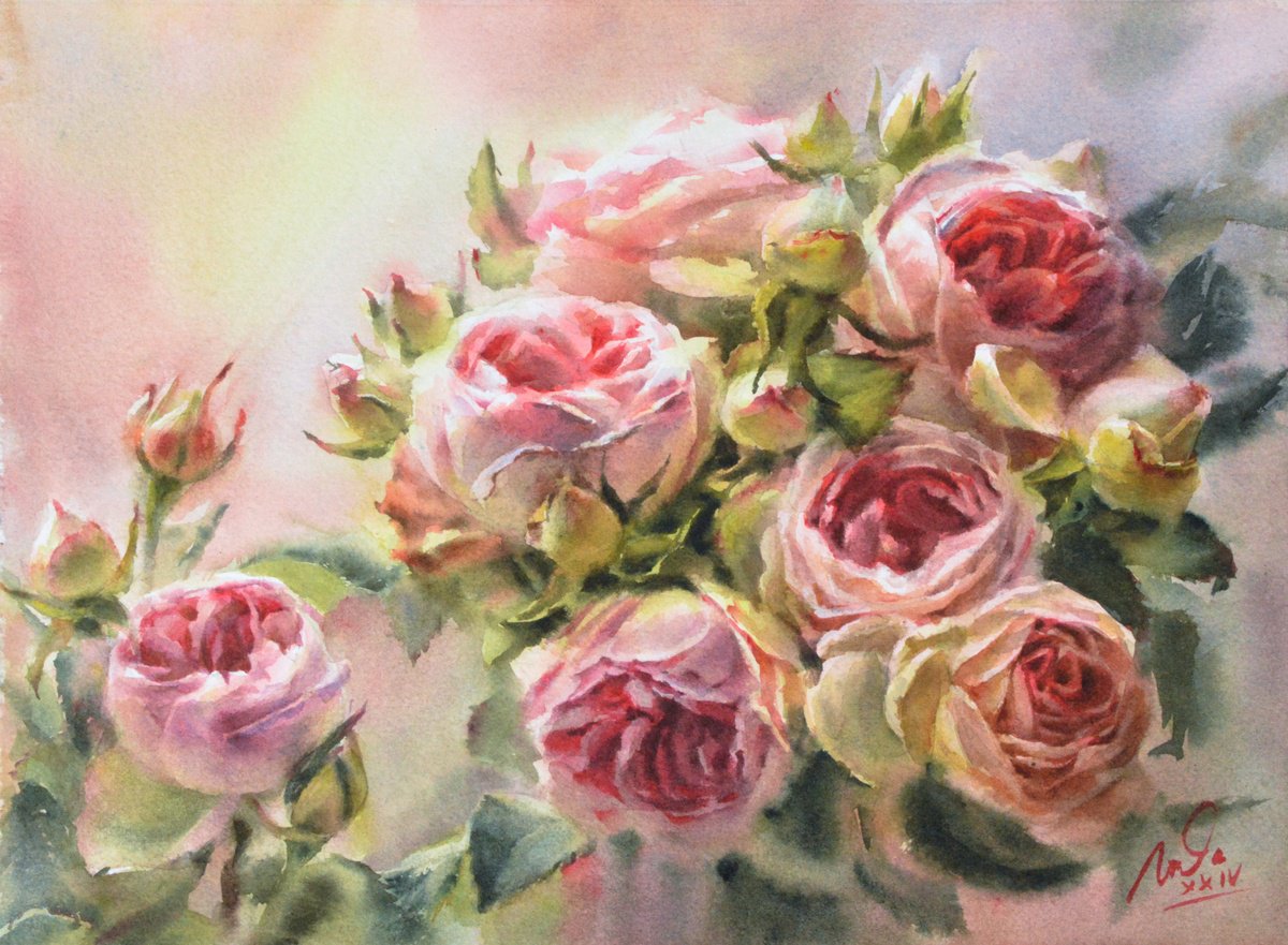 Bouquet of garden roses by Lida Duchnewitsch