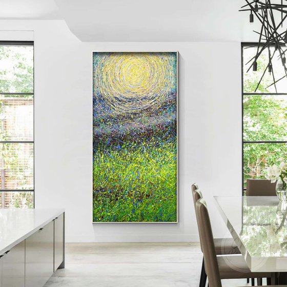 Sun in the Shimmering sky Alps Mountain Nature Landscape Canvas Painting Sunshine Forest