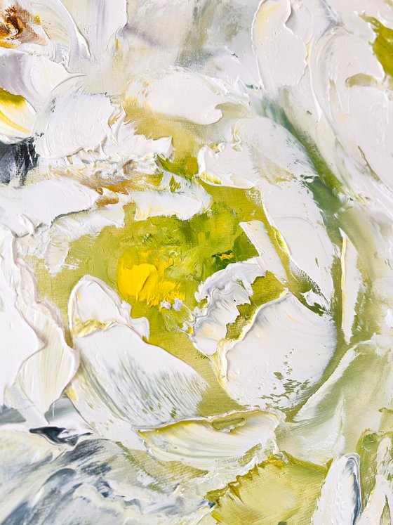 Yellow White texture peonies