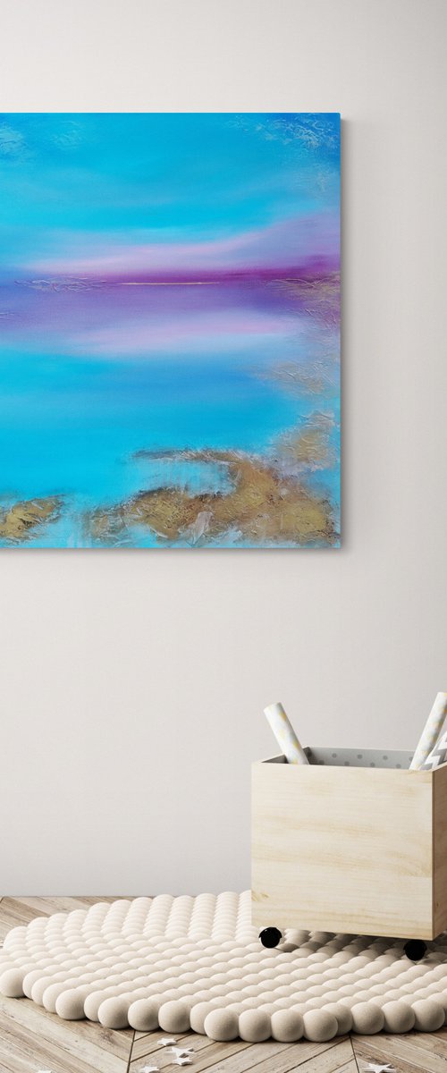 A beautiful large modern structured abstract painting "Kindness" from "Tenderness" series by Vera Hoi