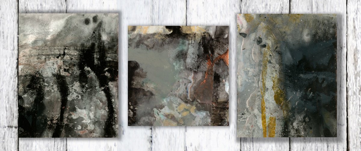Abstract Painting By Kathy Morton Stanion, 12 X 5", Into The Mystic Col. 5, Original Artwork