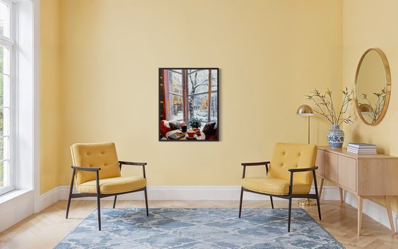 First Snow Beyond the Window