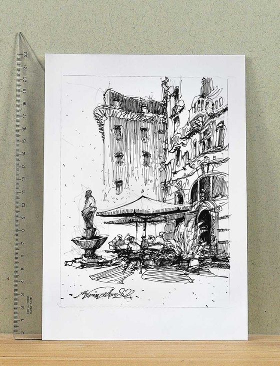 Wien, original ink drawing.