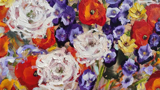 Poppies in a Deep Blue Vase