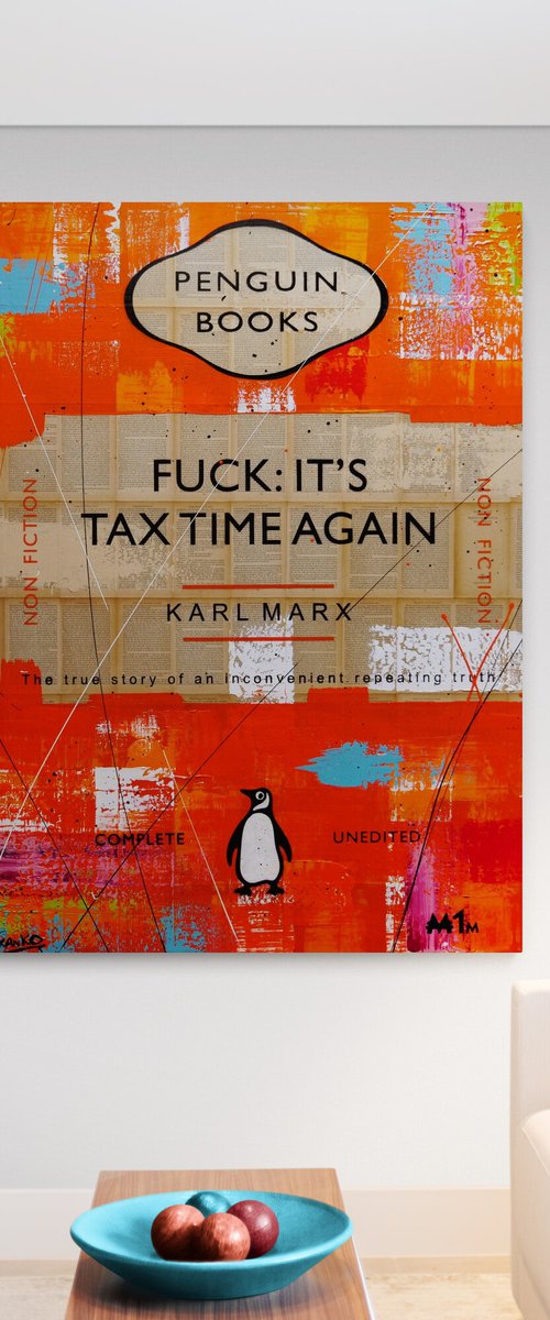 Tax Time Tango 140cm x 100cm Fuck It's Tax Time Book Page Urban Pop Art by Franko