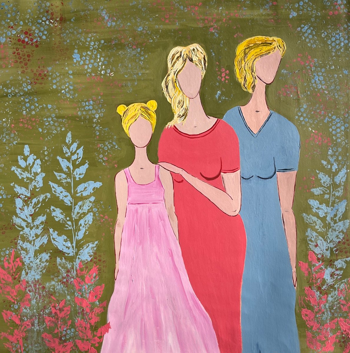  Grandmother Mother Daughter Painting By Halyna Kirichenko, 35 X 35, Artwork For Sale On Artfinder