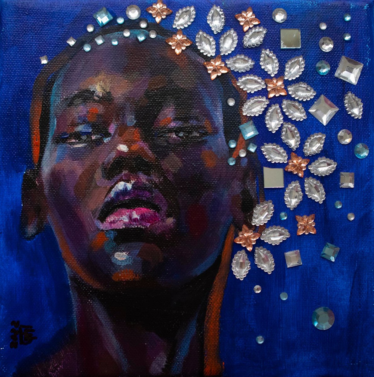 Photorealistic Portrait Acrylic Painting By Kateryna Bortsova, 8 X 8", Portrait Painting Of Beautiful Girl, Original Artwork