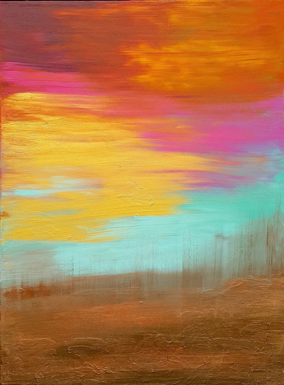 Without the leaves  - XL  colorful  abstract landscape