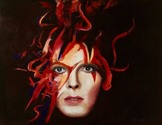 DAVID BOWIE. ZIGGY STARDUST.  LARGE MODERN PAINTING. OFFICE DECOR