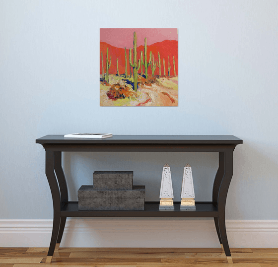 Warm Reflections. Saguaros in the Desert