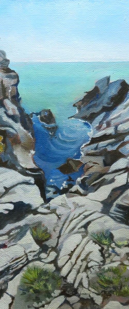 The Pirate's Lair, Landscape, seascape, Original Oil Painting by Anne Zamo by Anne Zamo