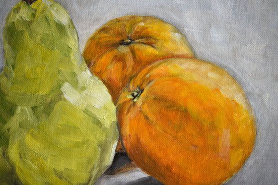 Still life - Pear and Oranges