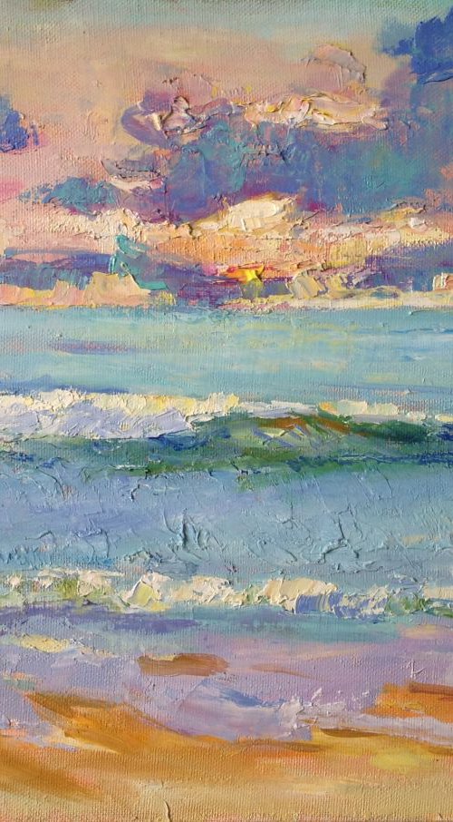 Sunset. Oil painting sea sky seascape original oil painting by Nataliia Nosyk