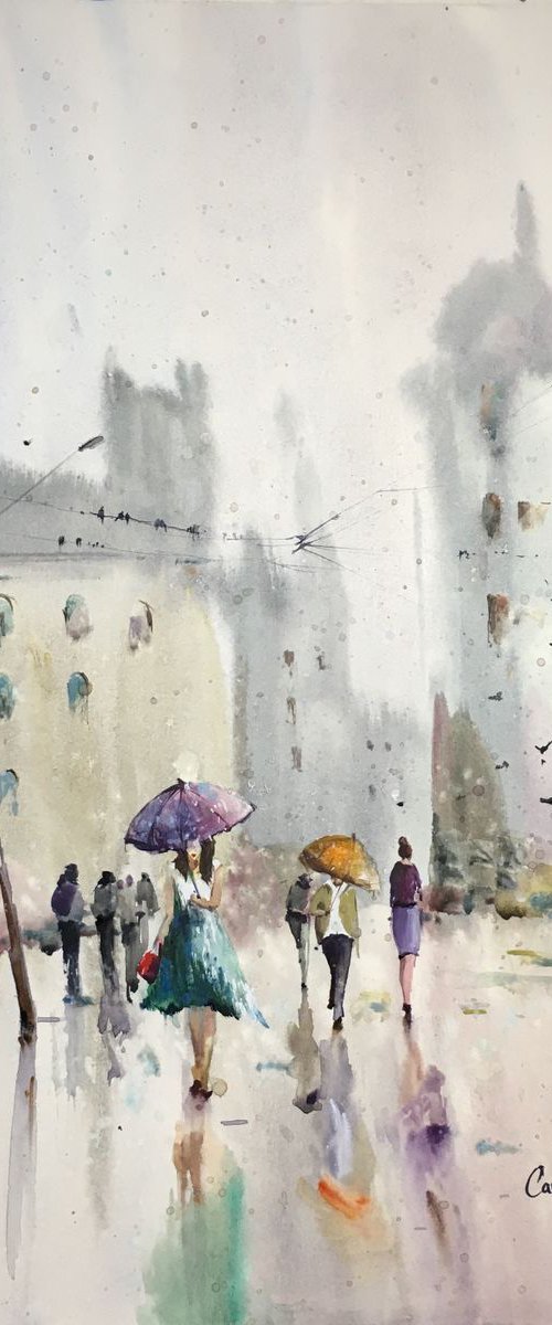 Watercolor “Autumn vibe” SOLD by Iulia Carchelan