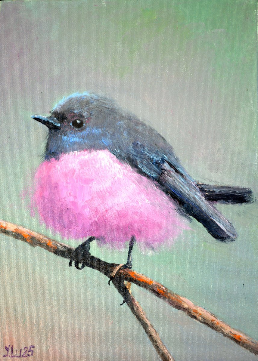 Expressive Animal Oil Painting By Elena Lukina, 8 X 12, Australian Bird On A Branch, Original Artwork
