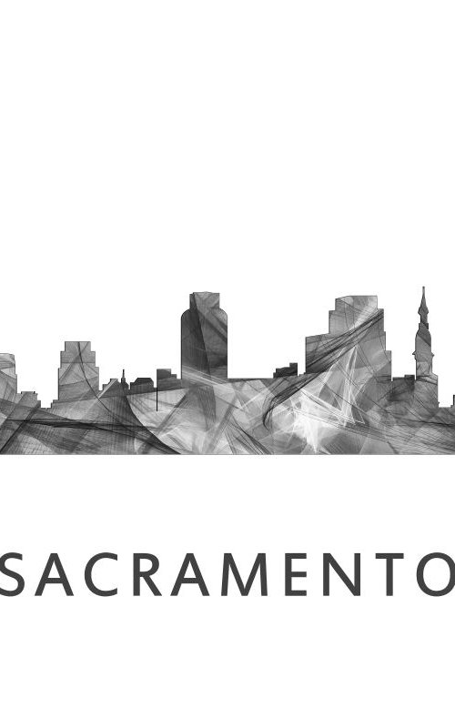 Sacramento California Skyline WB BW by Marlene Watson
