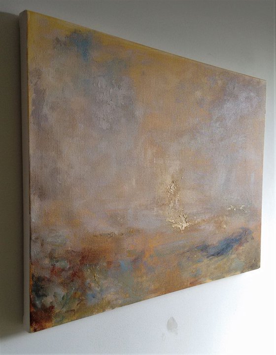 Golden Seas. Abstract Seascape. Ready to hang 18x24 inches.