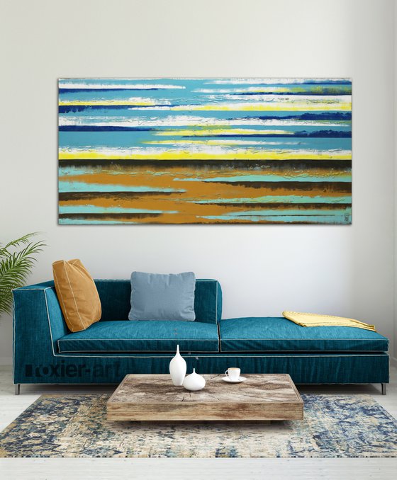 XL Canvas - Sea View Landscape - Abstract Large Painting - Ronald Hunter - 21J