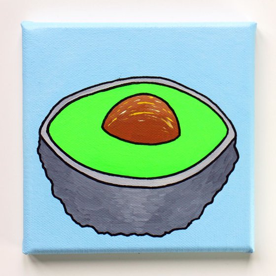 Avocado Half Pop Art Painting on Miniature Canvas