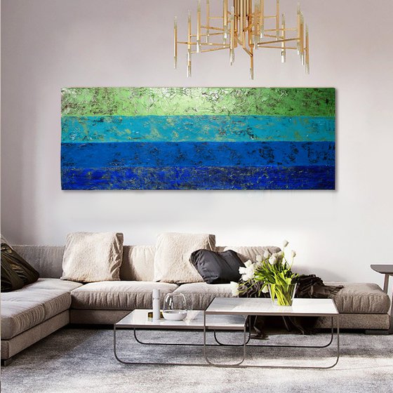 Blue & Green Stripes / 152 cm x 60 cm