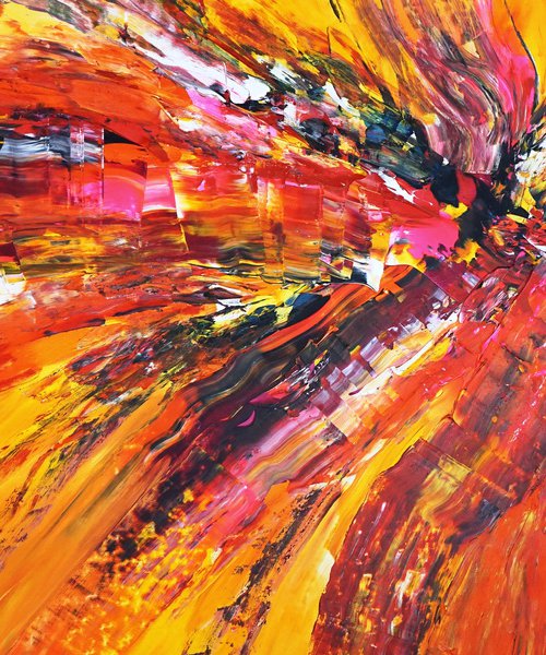 Yellow Red Abstraction E 3 by Peter Nottrott