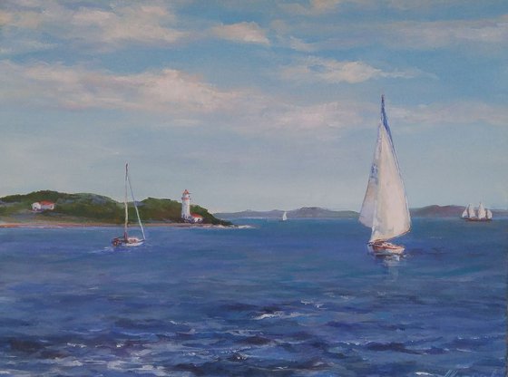The view of St. George's Island, Halifax harbour (12x16x0.7'')