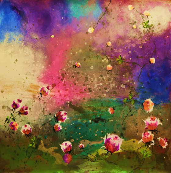 Floral abstract " Lush in paradise" gift for Mary