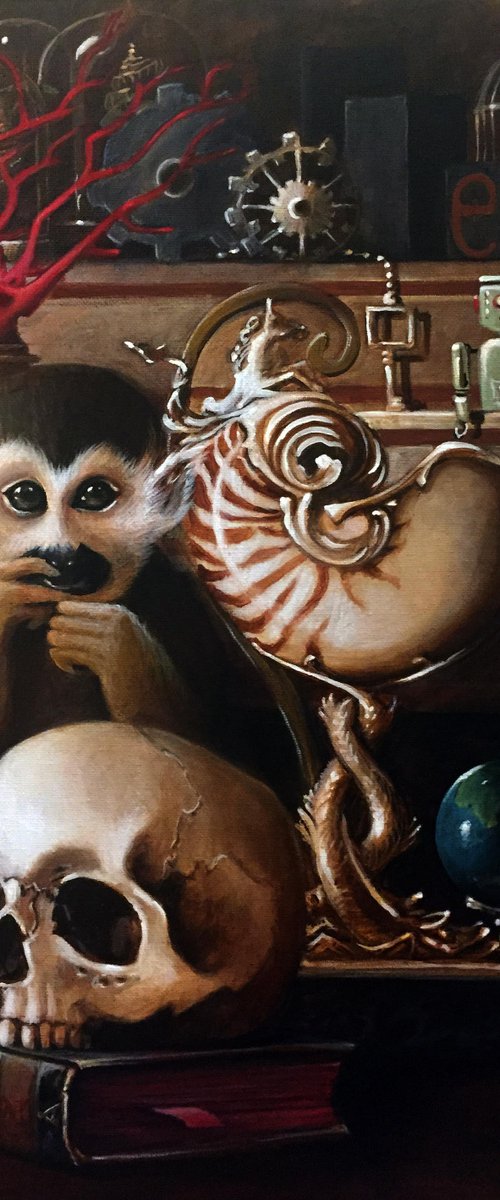Cabinet of curiosities - Original painting-  46 x 38 cm by Valentina Toma' aka Zoe Chigi
