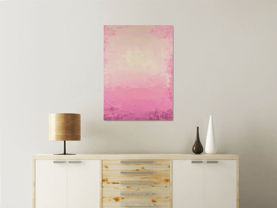 Soft Magenta 230107, peach pink and white abstract color field.