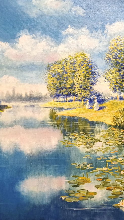 House on the bank 120 х 90 сm by Oleh Rak