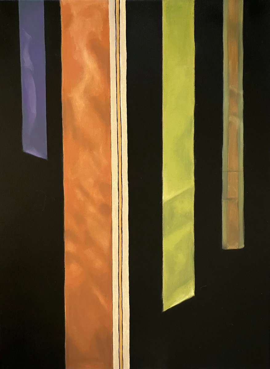 Geometric Painting , Night Stripes Two By Kristine Facchetti, 18 X 24, Artwork For Sale On Artfinder