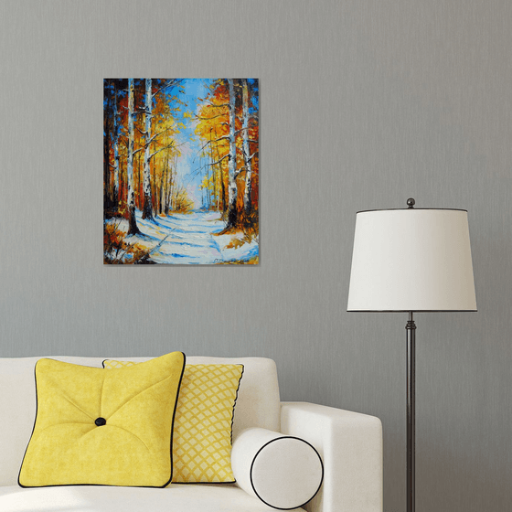 Birch Forest. First Snow