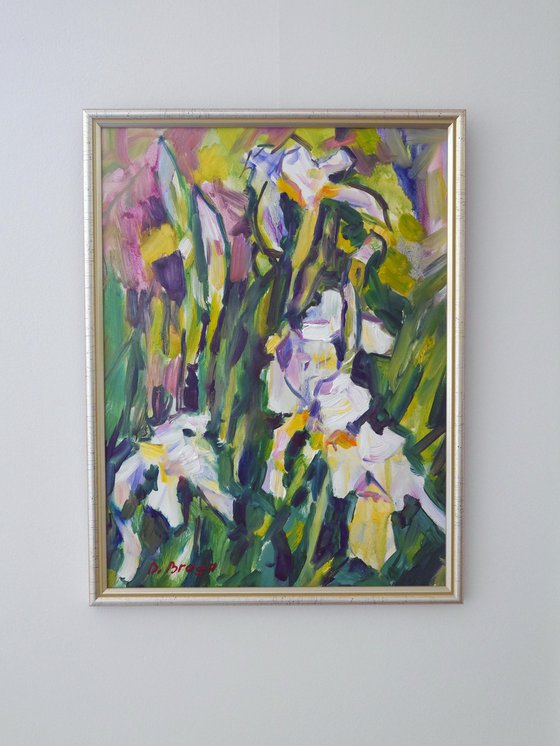 White irises, etude (plein air)