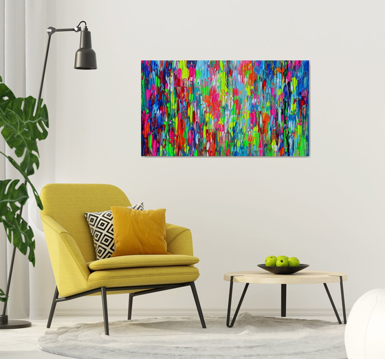 Small Gypsy Girl in Amsterdam 6 - Large Colourful Relief Abstract Painting