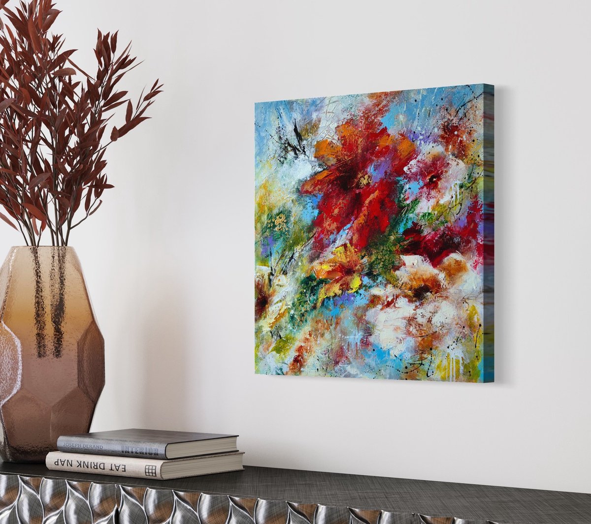 Vibrant Blossoms from Colours of Summer collection, abstract flower painting by Vera Hoi