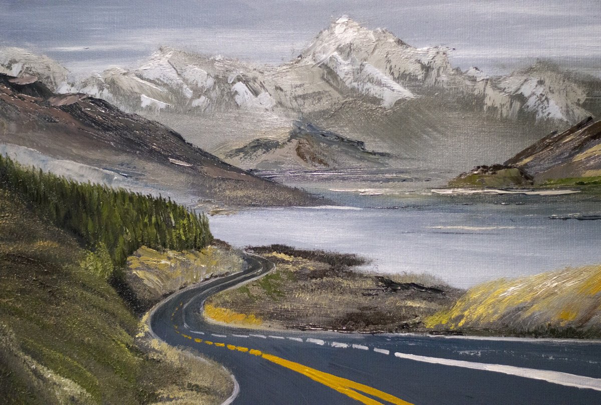 Impressionistic Landscape Oil Painting By Tetiana Tiplova, 35 X 24", The Road. Route66, Original Artwork